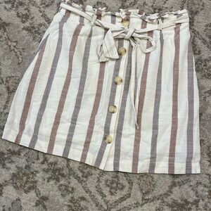 Blu Pepper Cream and Brown Striped A-Line Skirt